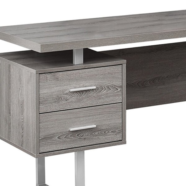 71" Taupe L-Shape Computer Desk With Three Drawers - Image 6