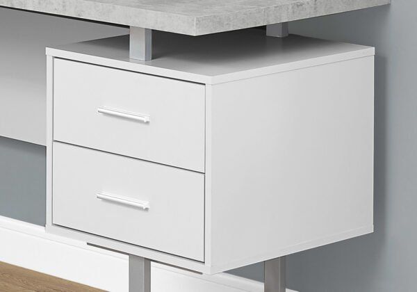 71" Grey L-Shape Computer Desk With Three Drawers - Image 3