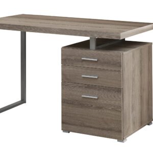 24″ Taupe Rectangular Computer Desk With Three Drawers