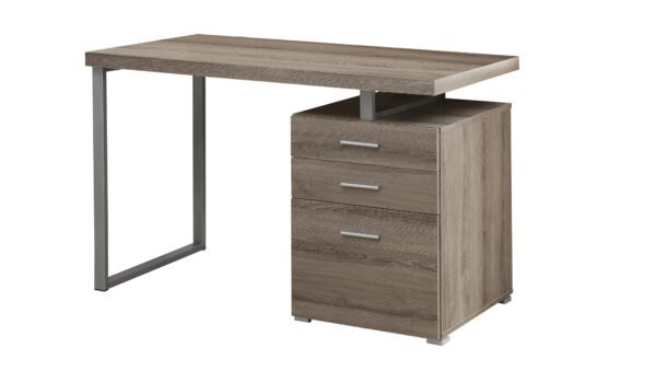 24" Taupe Rectangular Computer Desk With Three Drawers - Image 2