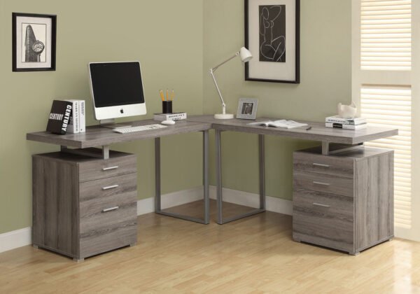 24" Taupe Rectangular Computer Desk With Three Drawers - Image 4