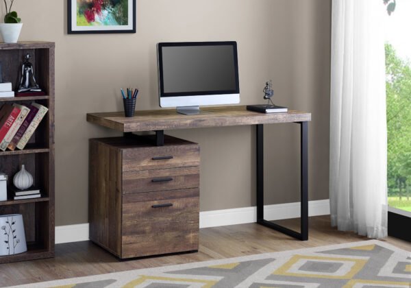 24" Brown Rectangular Computer Desk With Three Drawers - Image 3