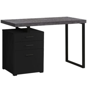 24″ Black Rectangular Computer Desk With Three Drawers