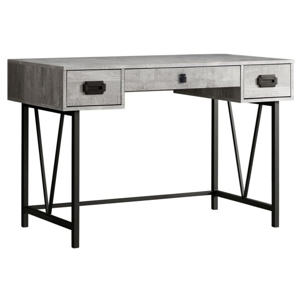 24" Grey Rectangular Computer Desk With Three Drawers - Image 2