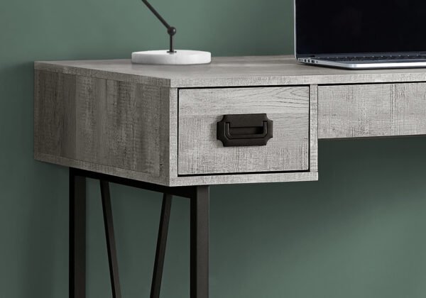 24" Grey Rectangular Computer Desk With Three Drawers - Image 3