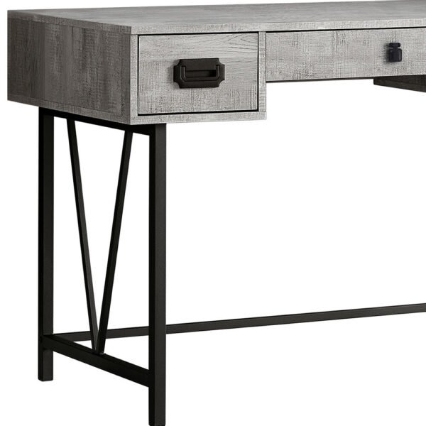 24" Grey Rectangular Computer Desk With Three Drawers - Image 6