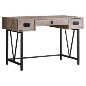 24″ Taupe Rectangular Computer Desk With Three Drawers