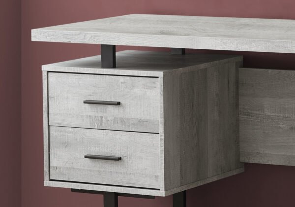 24" Grey Rectangular Computer Desk With Three Drawers - Image 3