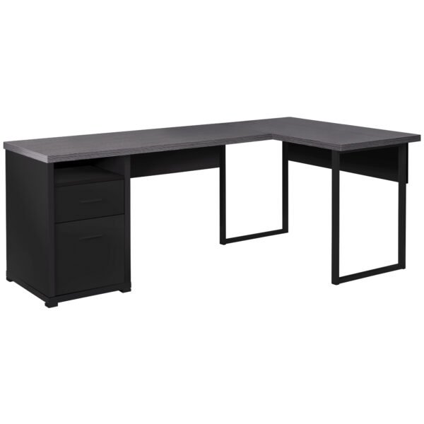 47" Grey L-Shape Computer Desk With Two Drawers - Image 2