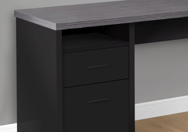 47" Grey L-Shape Computer Desk With Two Drawers - Image 3