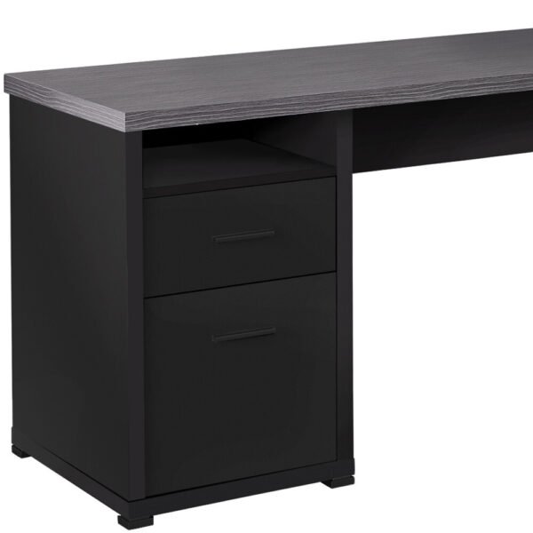 47" Grey L-Shape Computer Desk With Two Drawers - Image 6