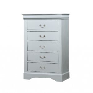 15″ White Solid Wood Five Drawer Lingerie Chest