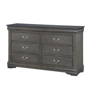 15″ X 57″ X 33″ Dark Gray Wood Dresser