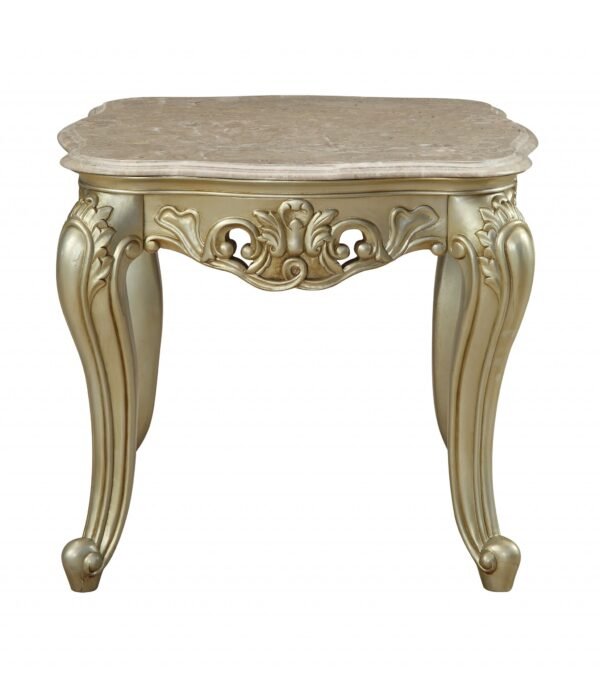 24" Antiqued White Faux Marble Mirrored End Table - Image 3