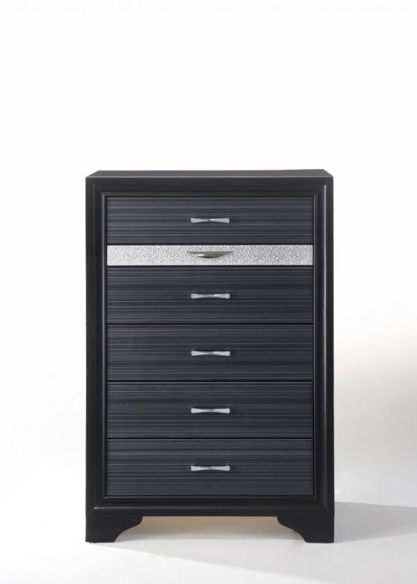 34" Black Solid Wood Six Drawer Chest - Image 2