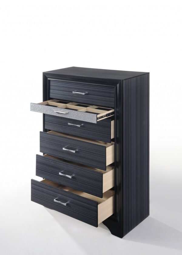 34" Black Solid Wood Six Drawer Chest - Image 4