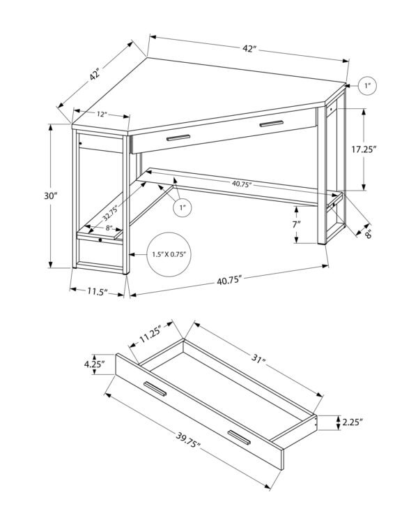 42" White Corner Computer Desk - Image 4