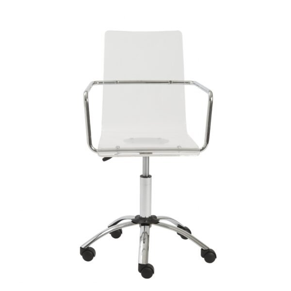 White Swivel Adjustable Task Chair Plastic Back Steel Frame - Image 2