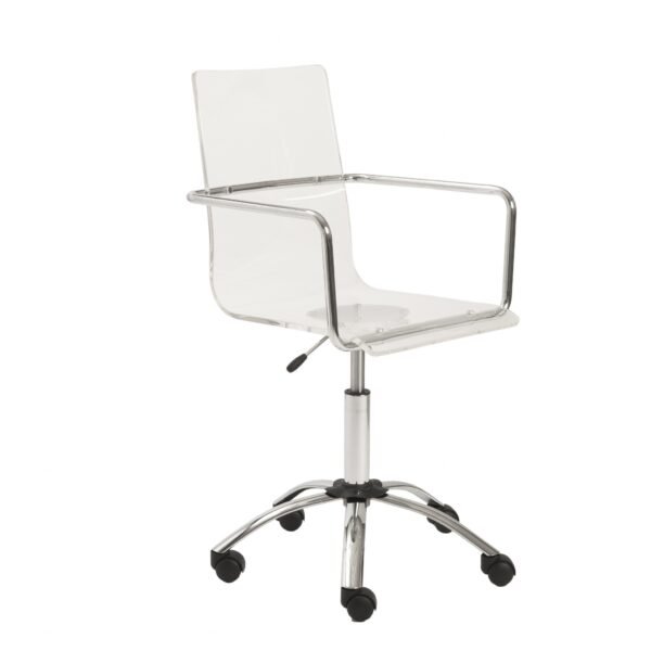 White Swivel Adjustable Task Chair Plastic Back Steel Frame - Image 3