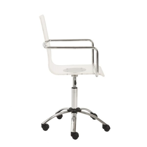 White Swivel Adjustable Task Chair Plastic Back Steel Frame - Image 4