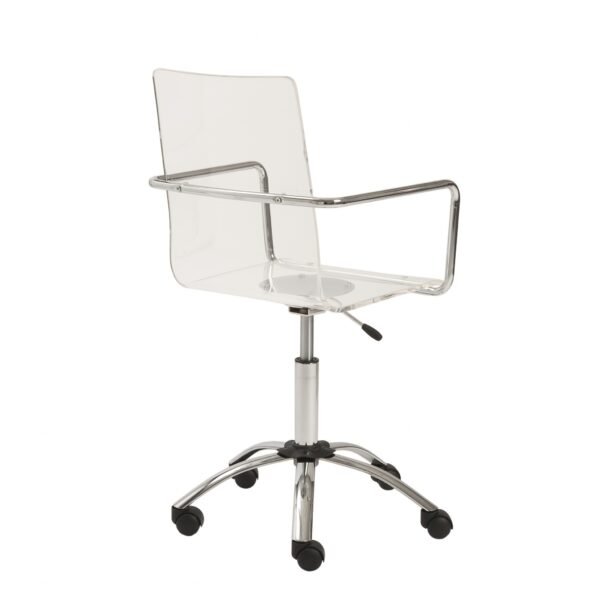 White Swivel Adjustable Task Chair Plastic Back Steel Frame - Image 5