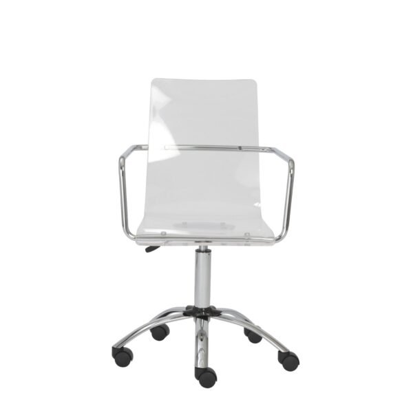 White Swivel Adjustable Task Chair Plastic Back Steel Frame - Image 6