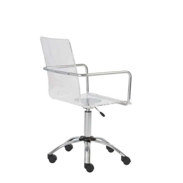 White Swivel Adjustable Task Chair Plastic Back Steel Frame - Image 7