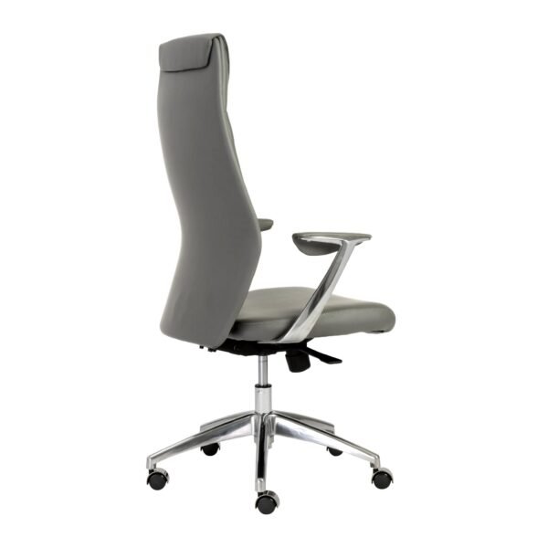 Gray Faux Leather Seat Swivel Adjustable Task Chair Leather Back Steel Frame - Image 5