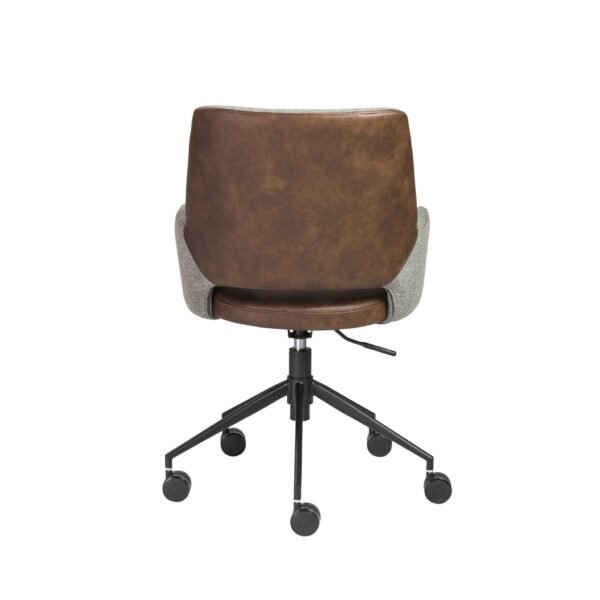 21.26" X 25.60" X 37.21" Tilt Office Chair In Gray Fabric And Light Brown Leatherette With Black Base - Image 5