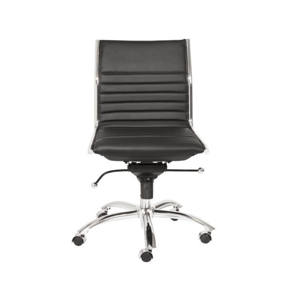 Black Faux Leather Seat Swivel Adjustable Task Chair Leather Back Steel Frame - Image 2