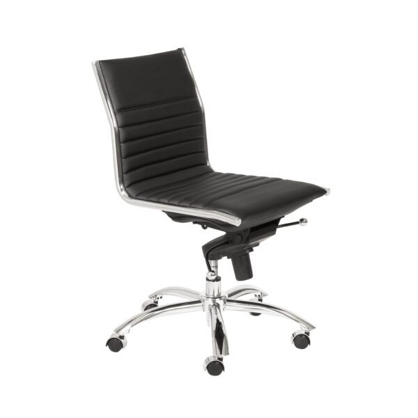 Black Faux Leather Seat Swivel Adjustable Task Chair Leather Back Steel Frame - Image 3