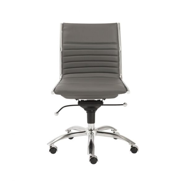 26.38" X 25.99" X 38.19" Low Back Office Chair Without Armrests In Gray With Chromed Steel Base - Image 2