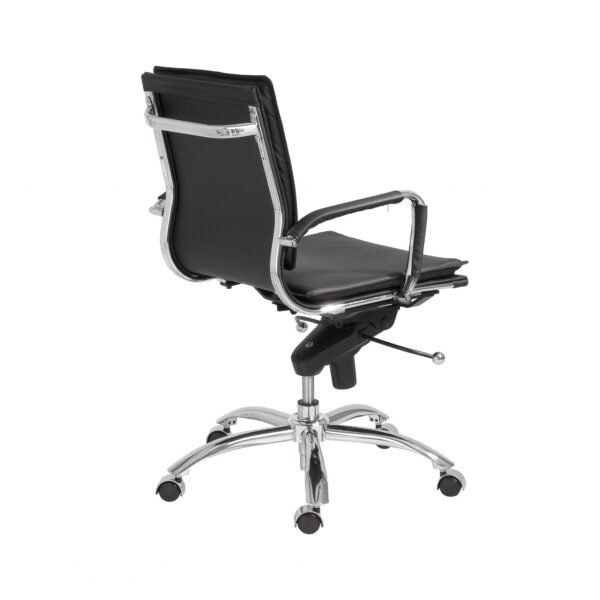Black Faux Leather Seat Swivel Adjustable Task Chair Leather Back Steel Frame - Image 5