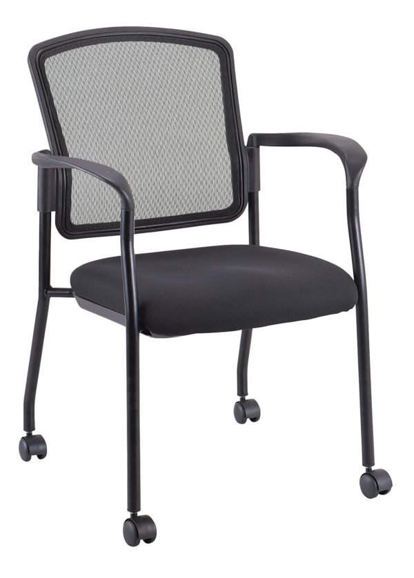 Black Fabric Seat Swivel Adjustable Task Chair Mesh Back Plastic Frame - Image 2