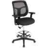 Black Fabric Seat Swivel Adjustable Drafting Chair Mesh Back Plastic Frame - Image 2