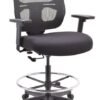 Black Fabric Seat Swivel Adjustable Drafting Chair Mesh Back Plastic Frame - Image 3
