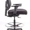 Black Fabric Seat Swivel Adjustable Drafting Chair Mesh Back Plastic Frame - Image 4