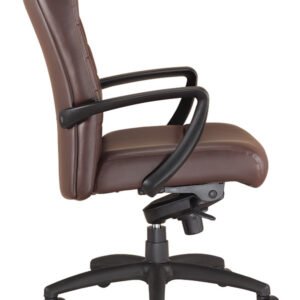 Brown Faux Leather Tufted Seat Swivel Adjustable Task Chair Leather Back Plastic Frame