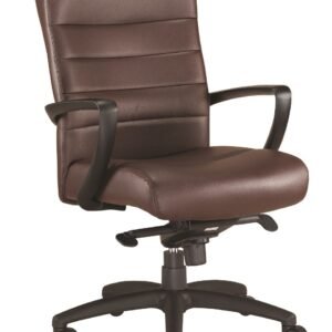 Brown Faux Leather Tufted Seat Swivel Adjustable Task Chair Leather Back Plastic Frame