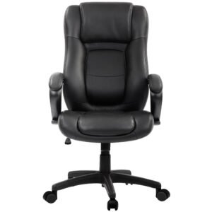 Black Eco Leather Tufted Seat Swivel Adjustable Task Chair Leather Back Plastic Frame
