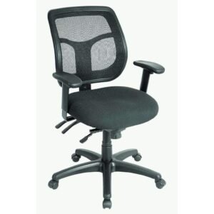 Green Fabric Seat Swivel Adjustable Task Chair Mesh Back Plastic Frame