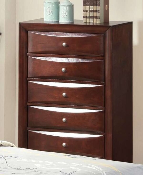 32" Espresso Solid Wood Five Drawer Chest - Image 2