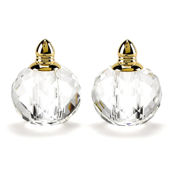 Handcrafted Optical Crystal And Gold Rounded Salt And Pepper Shakers - Image 2