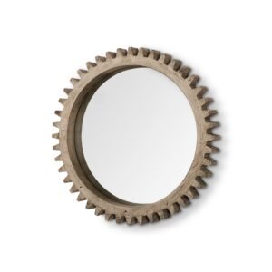 35″ Round Natural Wood Frame Wall Mirror