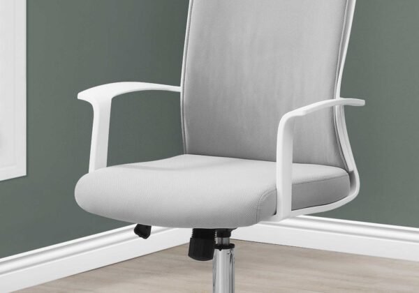 Gray Fabric Seat Swivel Adjustable Executive Chair Fabric Back Plastic Frame - Image 3