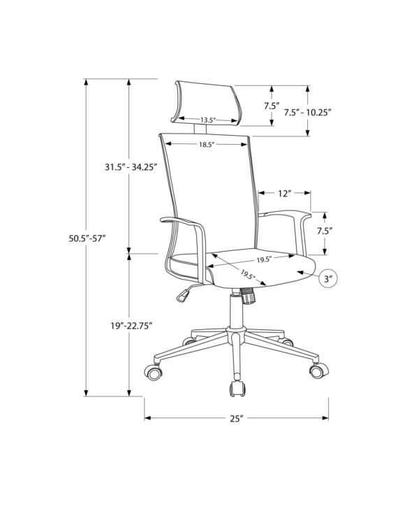 Gray Fabric Seat Swivel Adjustable Executive Chair Fabric Back Plastic Frame - Image 5