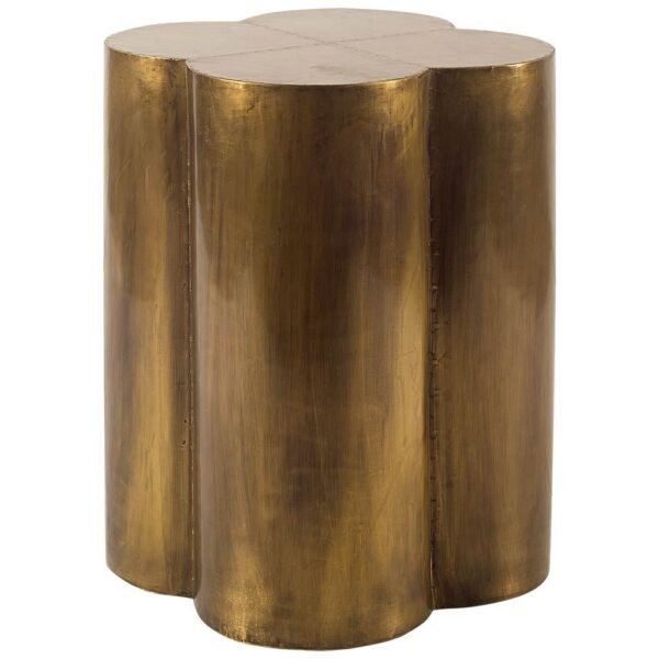 Antiqued Brass And Clad Wooden Accent Table With Flower Top - Image 2