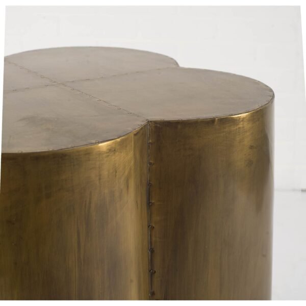 Antiqued Brass And Clad Wooden Accent Table With Flower Top - Image 3