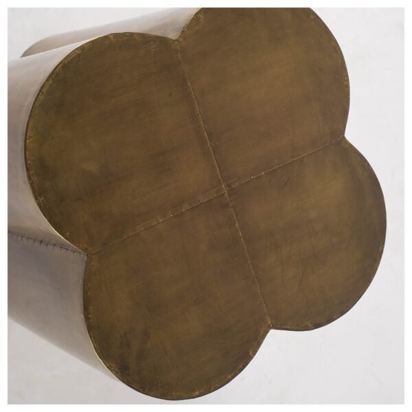 Antiqued Brass And Clad Wooden Accent Table With Flower Top - Image 4