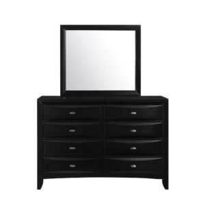 59″ Black Solid Wood Eight Drawer Double Dresser